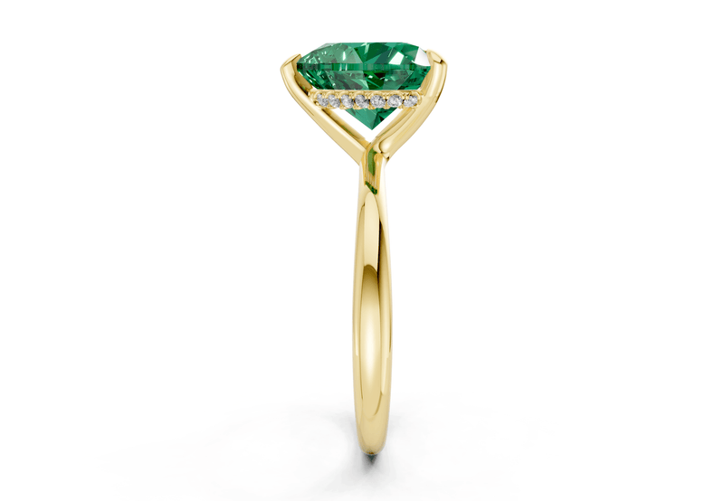 Marlowe Emerald Gemstone Solitaire Heart Cut 1.6mm Engagement Ring - Ring Premier