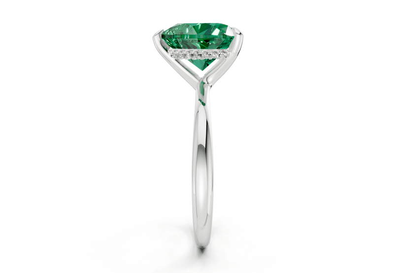 Marlowe Emerald Gemstone Solitaire Heart Cut 1.6mm Engagement Ring - Ring Premier