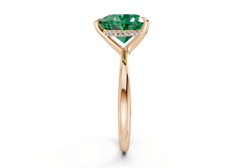 Marlowe Emerald Gemstone Solitaire Heart Cut 1.6mm Engagement Ring - Ring Premier