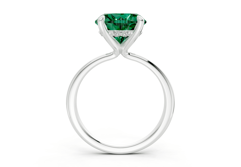 Marlowe Emerald Gemstone Solitaire Heart Cut 1.6mm Engagement Ring - Ring Premier