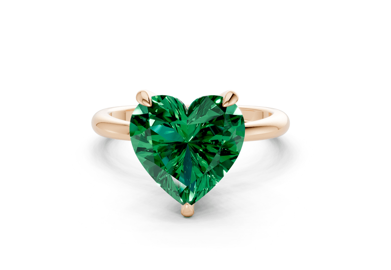 Marlowe Emerald Gemstone Solitaire Heart Cut 1.6mm Engagement Ring - Ring Premier