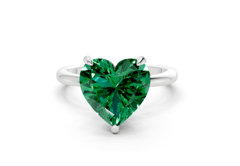 Marlowe Emerald Gemstone Solitaire Heart Cut 1.6mm Engagement Ring - Ring Premier