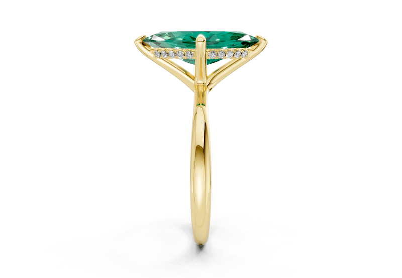 Marlowe Emerald Gemstone Solitaire Marquise Cut 1.6mm Engagement Ring - Ring Premier