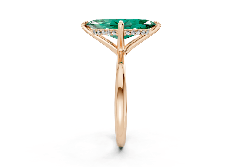 Marlowe Emerald Gemstone Solitaire Marquise Cut 1.6mm Engagement Ring - Ring Premier