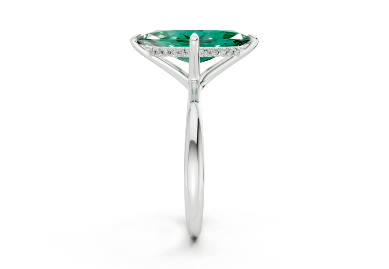 Marlowe Emerald Gemstone Solitaire Marquise Cut 1.6mm Engagement Ring - Ring Premier