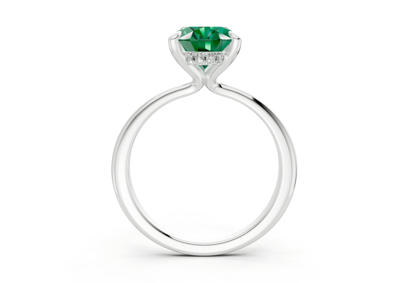 Marlowe Emerald Gemstone Solitaire Oval Cut 1.6mm Engagement Ring - Ring Premier