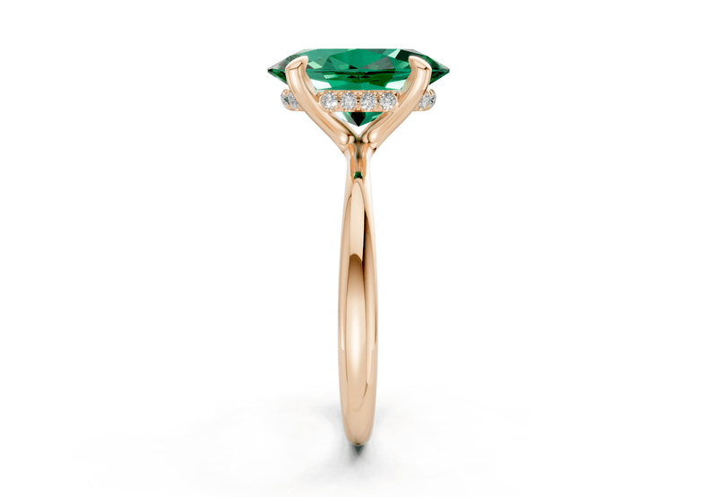 Marlowe Emerald Gemstone Solitaire Oval Cut 1.6mm Engagement Ring - Ring Premier