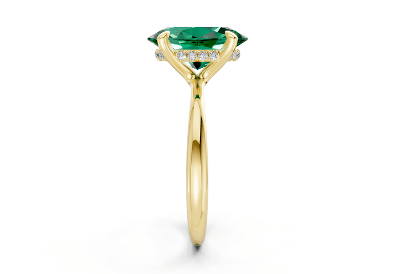 Marlowe Emerald Gemstone Solitaire Oval Cut 1.6mm Engagement Ring - Ring Premier