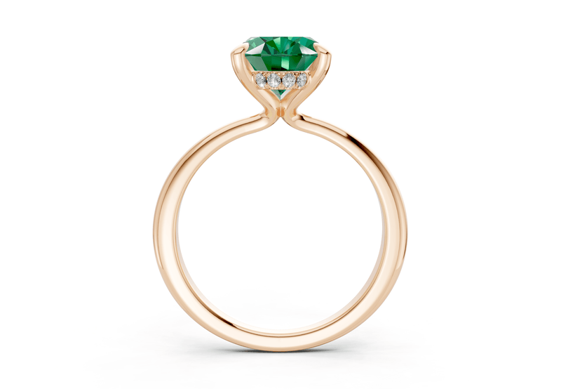 Marlowe Emerald Gemstone Solitaire Oval Cut 1.6mm Engagement Ring - Ring Premier