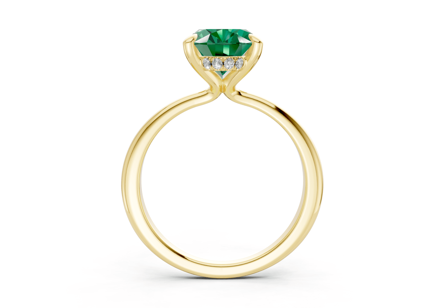 Marlowe Emerald Gemstone Solitaire Oval Cut 1.6mm Engagement Ring - Ring Premier