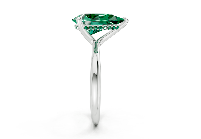 Marlowe Emerald Gemstone Solitaire Pear Cut 1.6mm Engagement Ring - Ring Premier