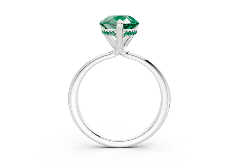 Marlowe Emerald Gemstone Solitaire Pear Cut 1.6mm Engagement Ring - Ring Premier