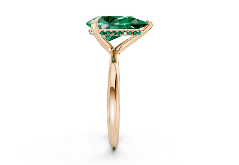 Marlowe Emerald Gemstone Solitaire Pear Cut 1.6mm Engagement Ring - Ring Premier