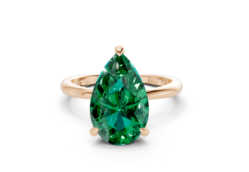 Marlowe Emerald Gemstone Solitaire Pear Cut 1.6mm Engagement Ring - Ring Premier