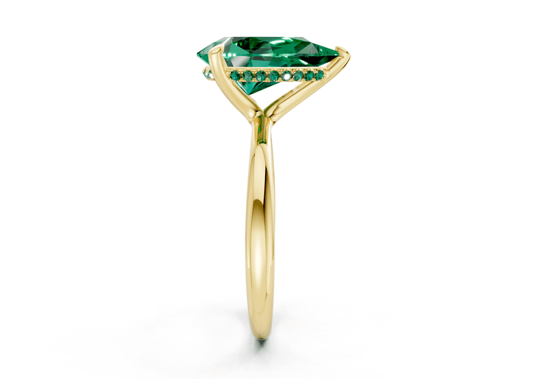 Marlowe Emerald Gemstone Solitaire Pear Cut 1.6mm Engagement Ring - Ring Premier