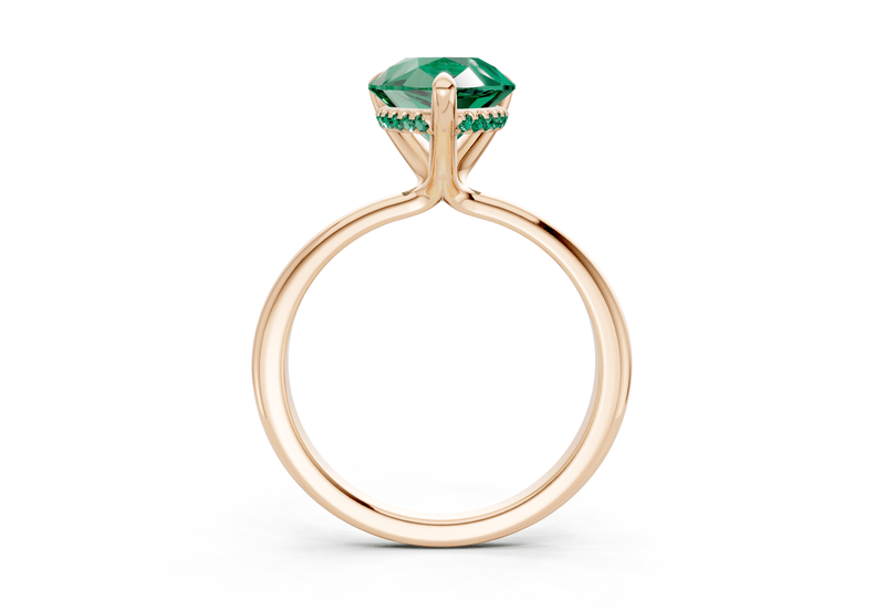 Marlowe Emerald Gemstone Solitaire Pear Cut 1.6mm Engagement Ring - Ring Premier