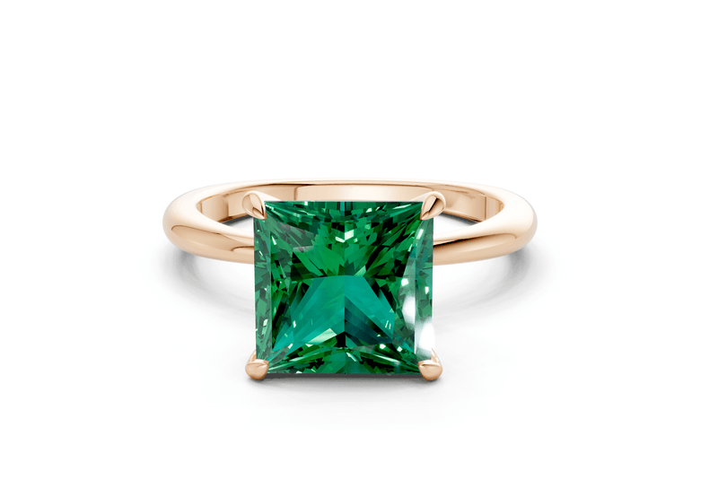 Marlowe Emerald Gemstone Solitaire Princess Cut 1.6mm Engagement Ring - Ring Premier