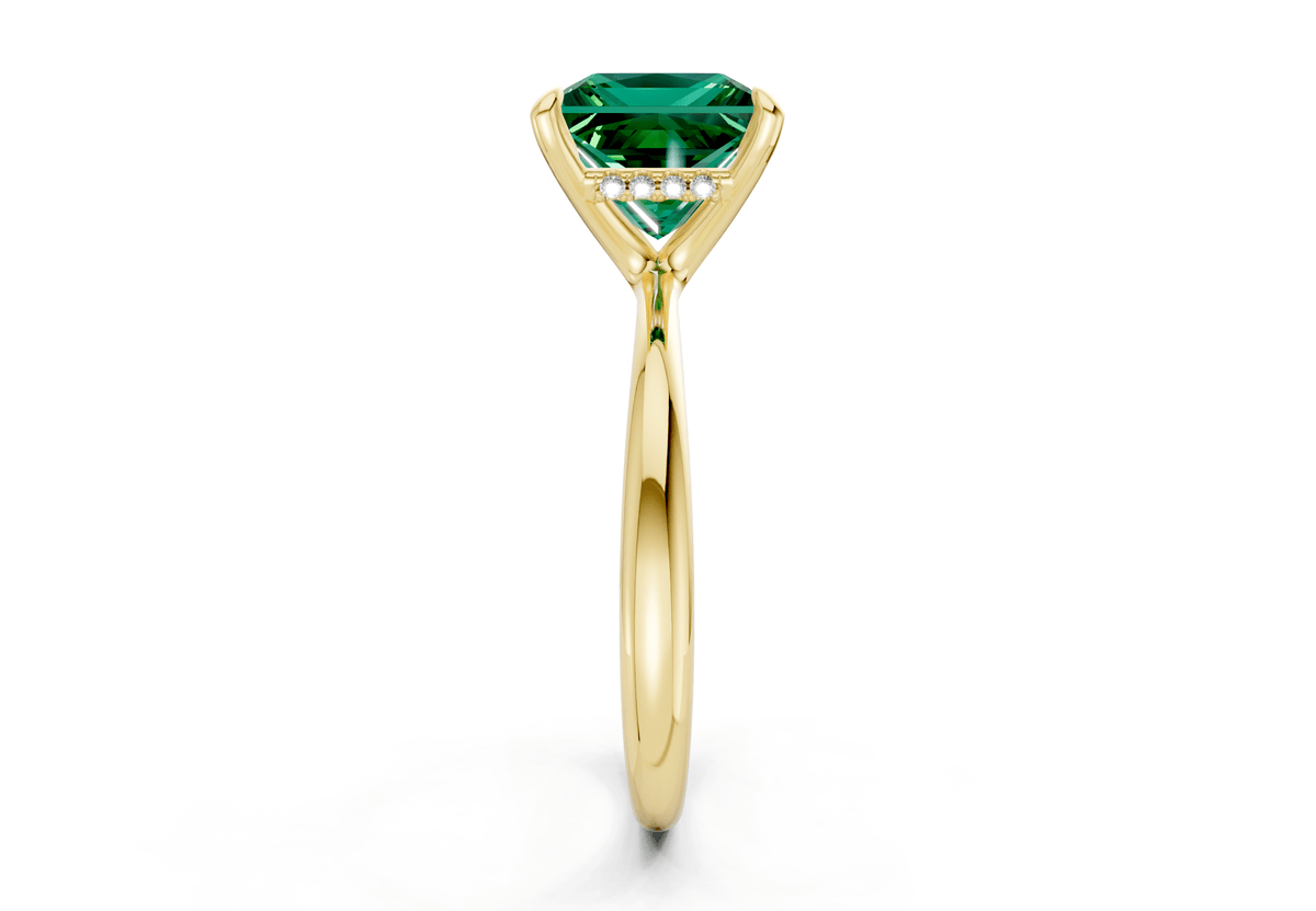 Marlowe Emerald Gemstone Solitaire Princess Cut 1.6mm Engagement Ring