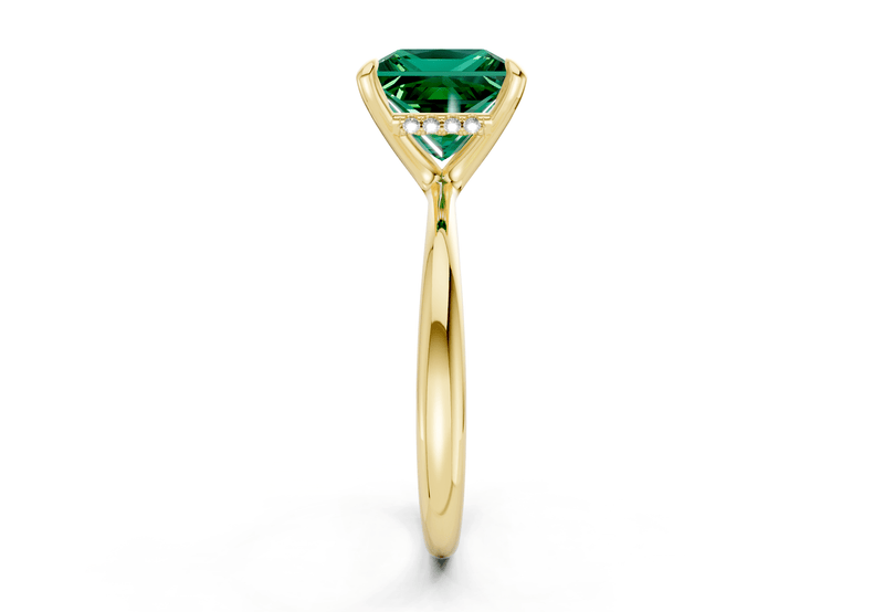 Marlowe Emerald Gemstone Solitaire Princess Cut 1.6mm Engagement Ring - Ring Premier