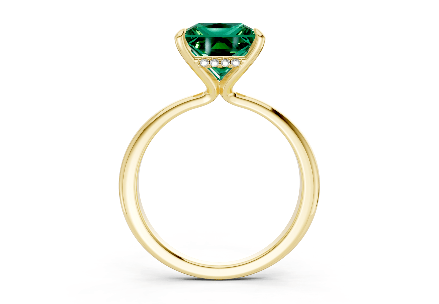 Marlowe Emerald Gemstone Solitaire Princess Cut 1.6mm Engagement Ring - Ring Premier