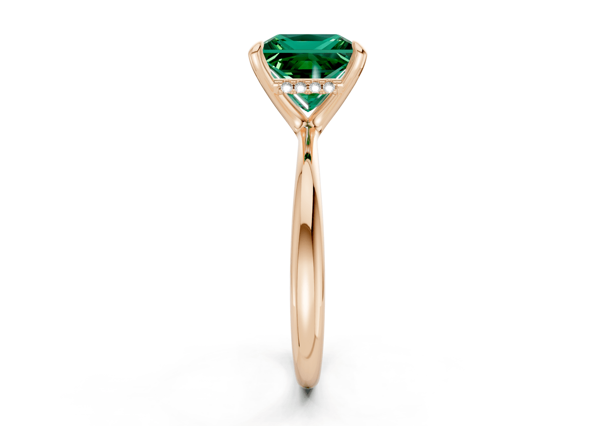 Marlowe Emerald Gemstone Solitaire Princess Cut 1.6mm Engagement Ring