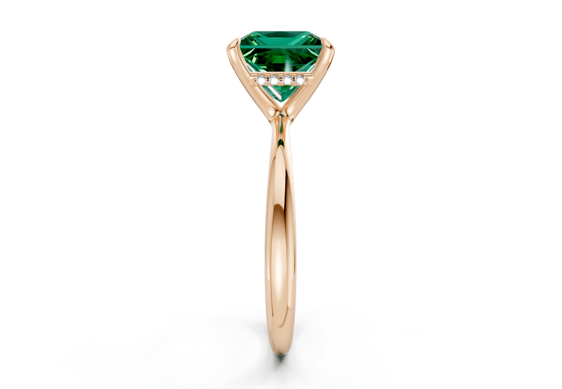 Marlowe Emerald Gemstone Solitaire Princess Cut 1.6mm Engagement Ring - Ring Premier