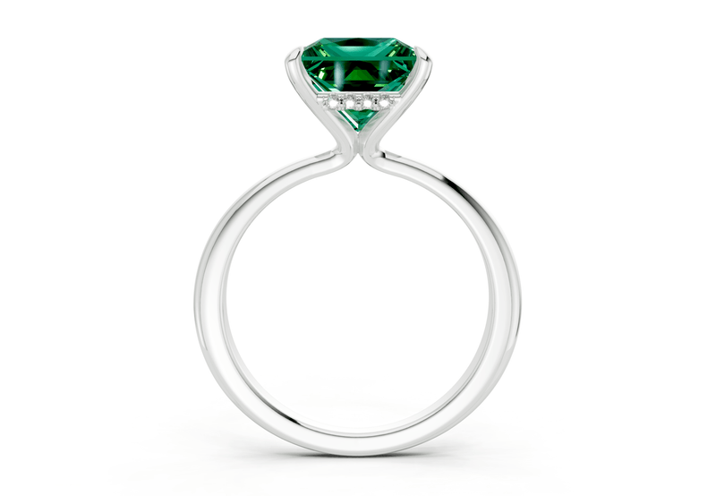 Marlowe Emerald Gemstone Solitaire Princess Cut 1.6mm Engagement Ring - Ring Premier