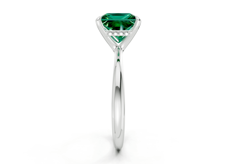 Marlowe Emerald Gemstone Solitaire Princess Cut 1.6mm Engagement Ring - Ring Premier
