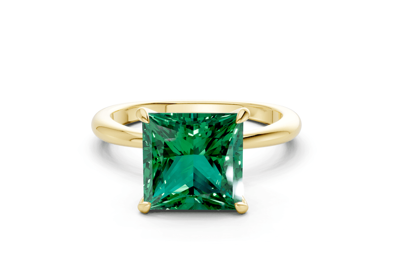 Marlowe Emerald Gemstone Solitaire Princess Cut 1.6mm Engagement Ring
