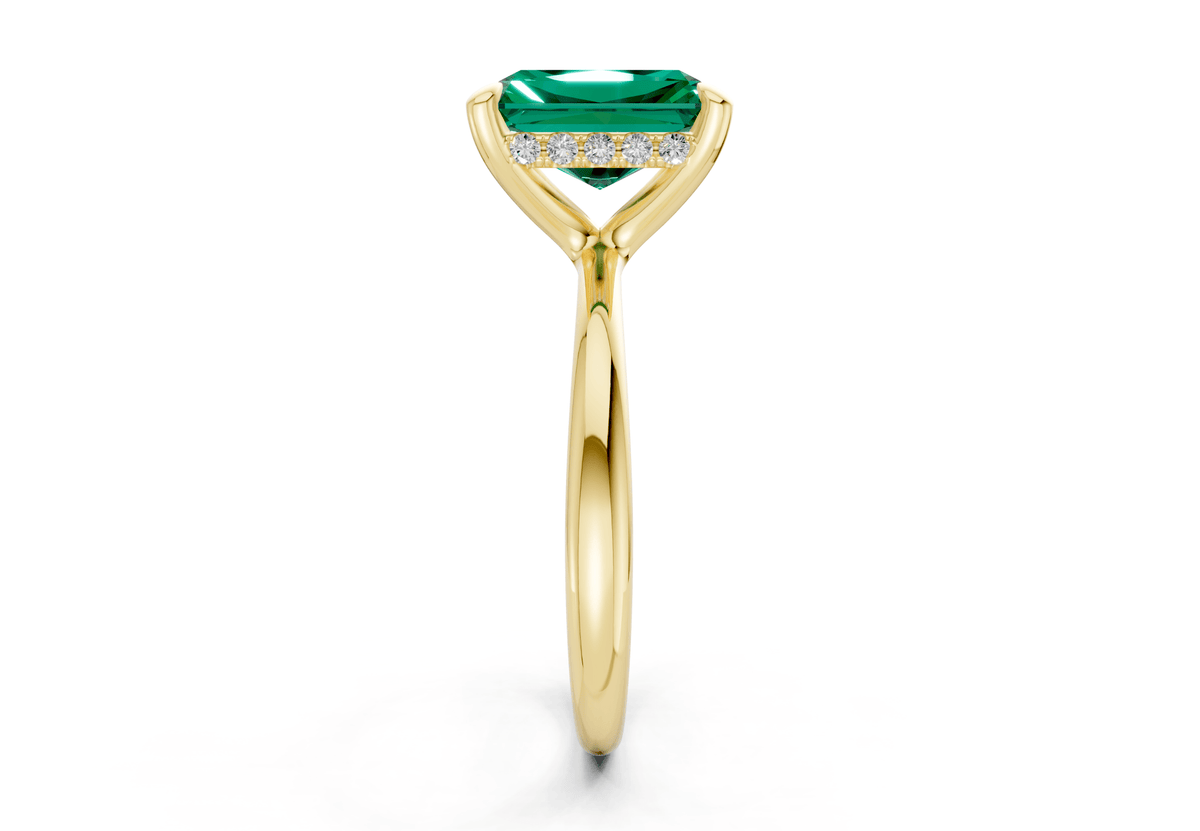 Marlowe Emerald Gemstone Solitaire Radiant Cut 1.6mm Engagement Ring