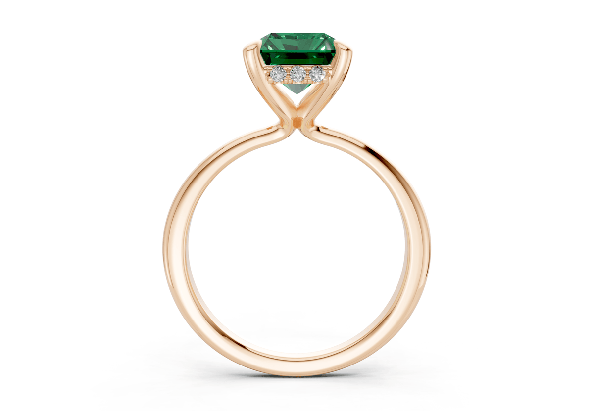 Marlowe Emerald Gemstone Solitaire Radiant Cut 1.6mm Engagement Ring