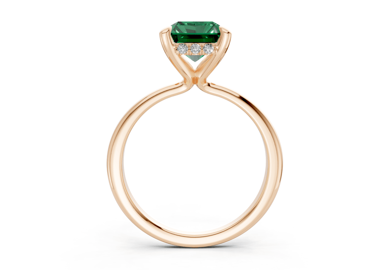 Marlowe Emerald Gemstone Solitaire Radiant Cut 1.6mm Engagement Ring - Ring Premier