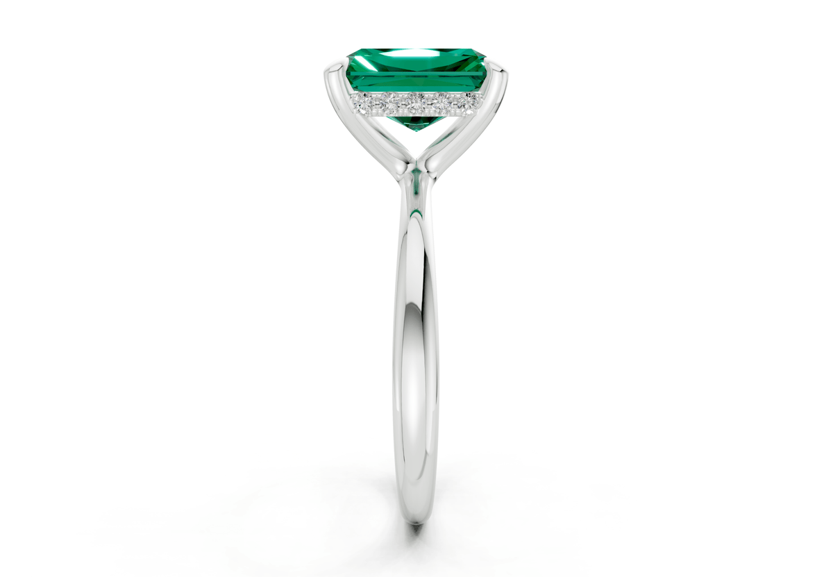 Marlowe Emerald Gemstone Solitaire Radiant Cut 1.6mm Engagement Ring
