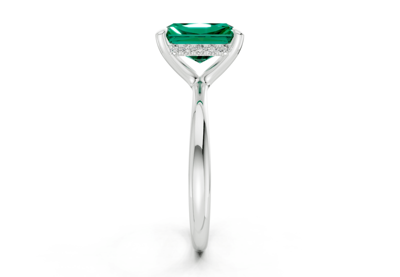 Marlowe Emerald Gemstone Solitaire Radiant Cut 1.6mm Engagement Ring - Ring Premier