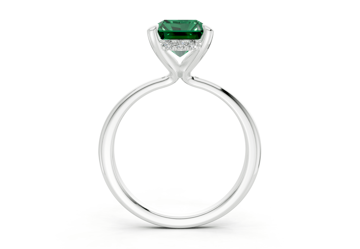 Marlowe Emerald Gemstone Solitaire Radiant Cut 1.6mm Engagement Ring