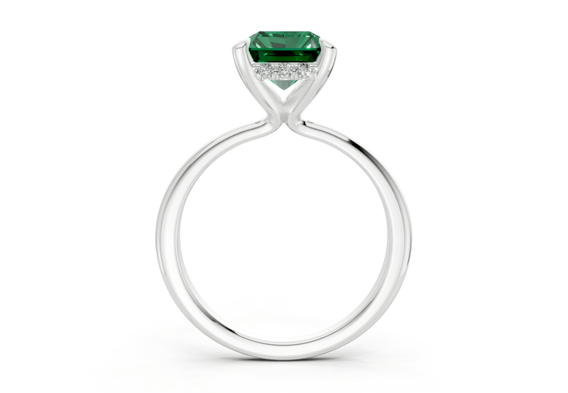 Marlowe Emerald Gemstone Solitaire Radiant Cut 1.6mm Engagement Ring - Ring Premier