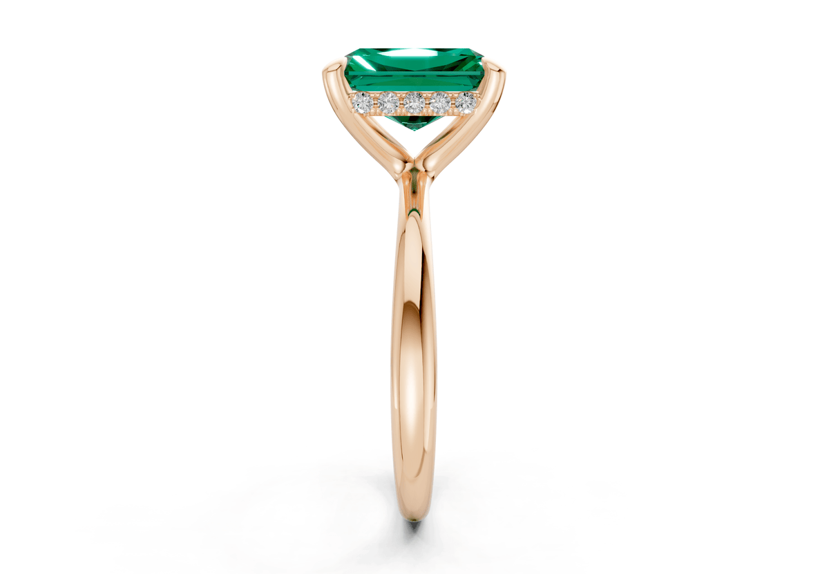 Marlowe Emerald Gemstone Solitaire Radiant Cut 1.6mm Engagement Ring