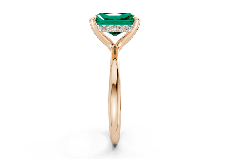 Marlowe Emerald Gemstone Solitaire Radiant Cut 1.6mm Engagement Ring - Ring Premier