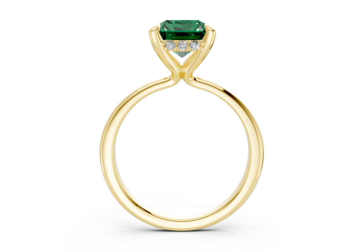 Marlowe Emerald Gemstone Solitaire Radiant Cut 1.6mm Engagement Ring