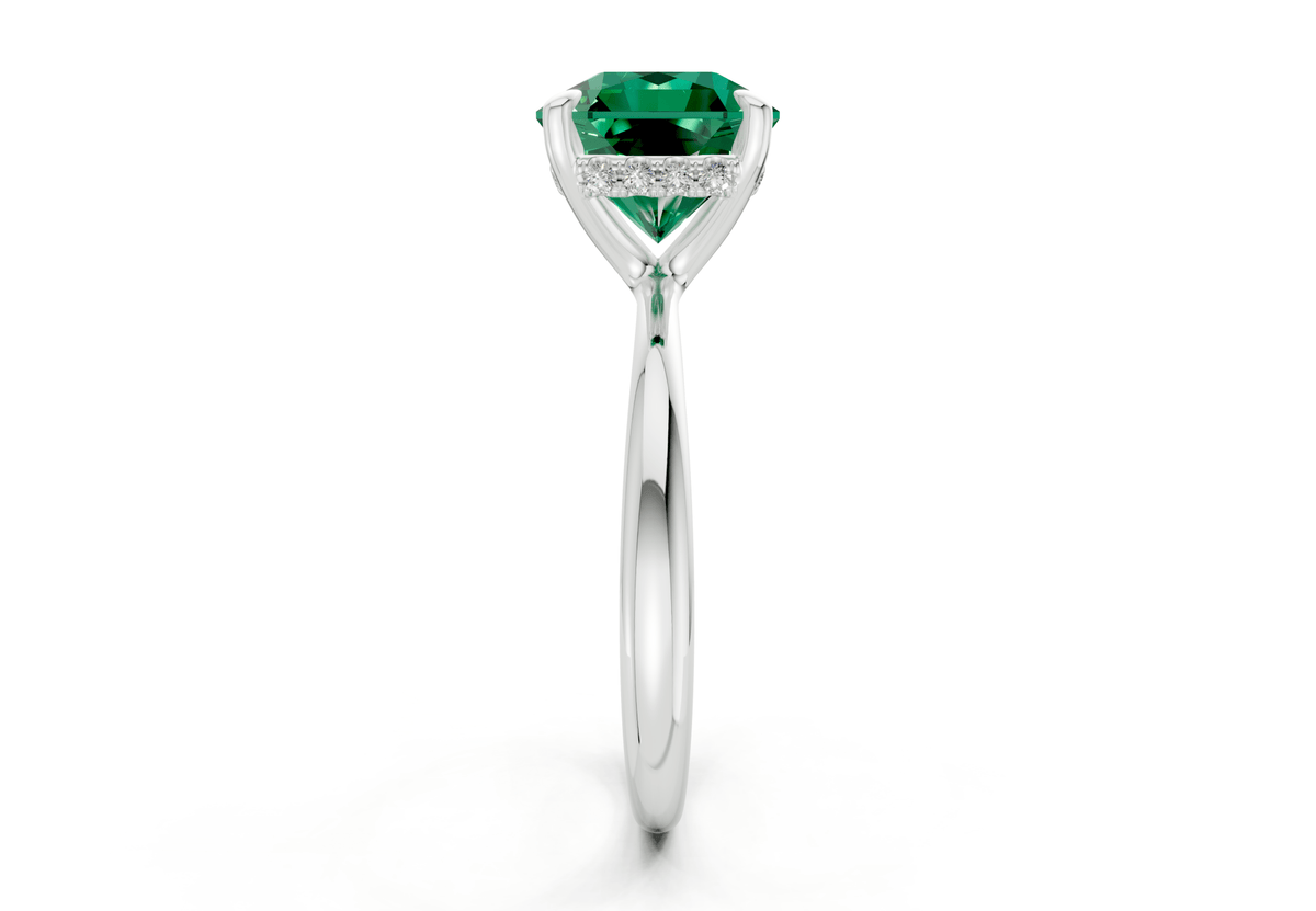 Marlowe Emerald Gemstone Solitaire Radiant Squareuare Cut 1.6mm Engagement Ring