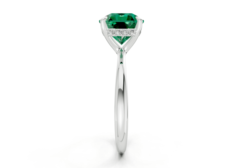 Marlowe Emerald Gemstone Solitaire Radiant Squareuare Cut 1.6mm Engagement Ring - Ring Premier