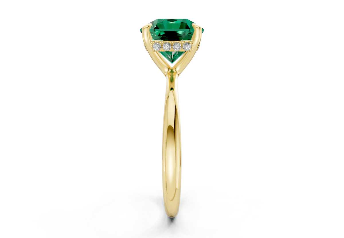 Marlowe Emerald Gemstone Solitaire Radiant Squareuare Cut 1.6mm Engagement Ring