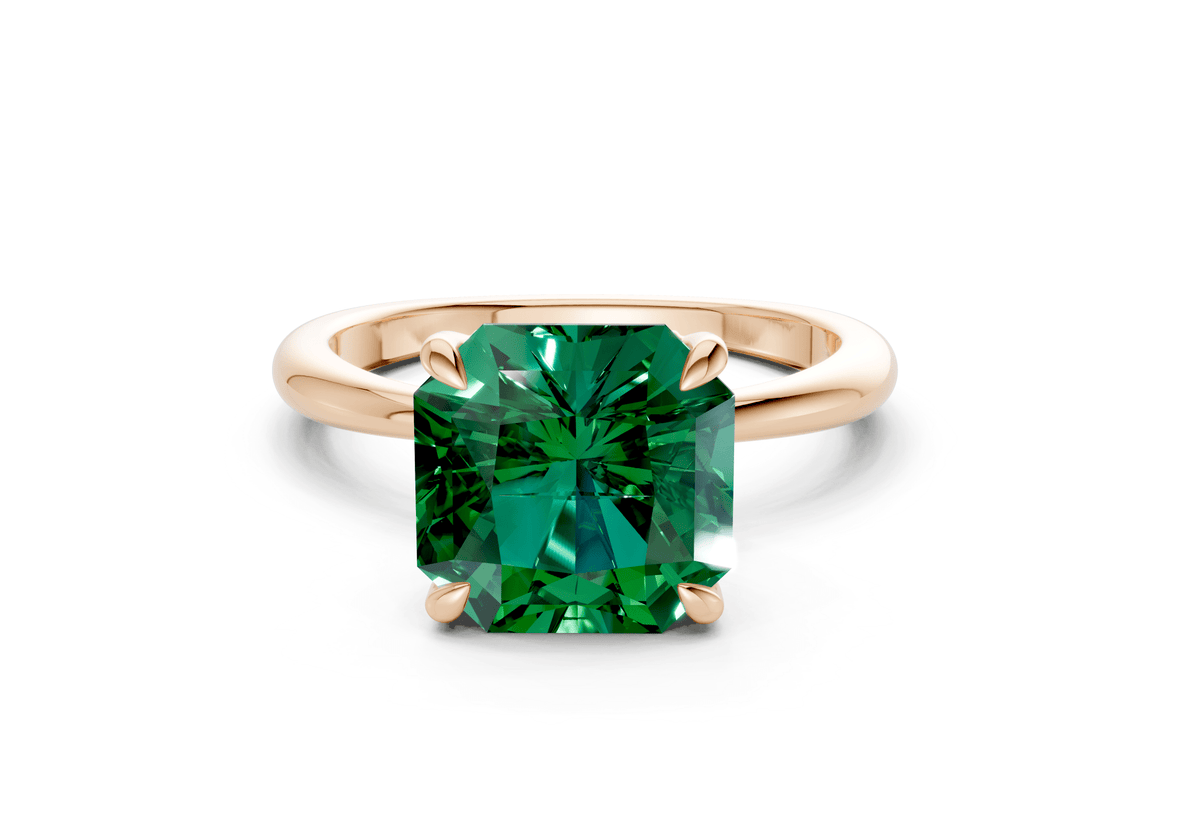Marlowe Emerald Gemstone Solitaire Radiant Squareuare Cut 1.6mm Engagement Ring