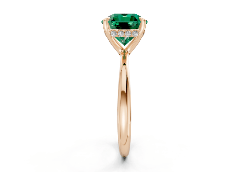 Marlowe Emerald Gemstone Solitaire Radiant Squareuare Cut 1.6mm Engagement Ring - Ring Premier
