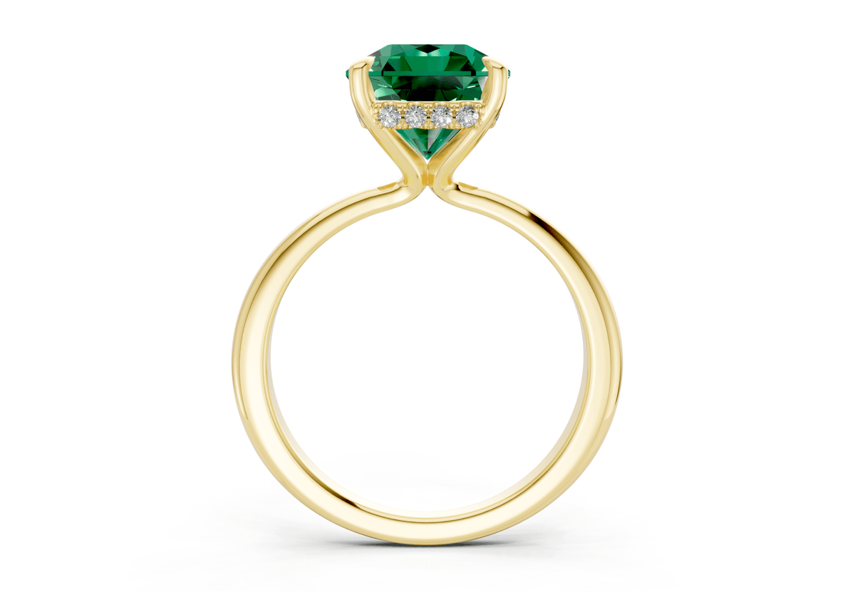 Marlowe Emerald Gemstone Solitaire Radiant Squareuare Cut 1.6mm Engagement Ring