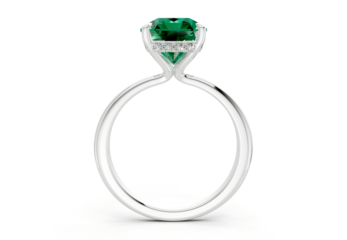 Marlowe Emerald Gemstone Solitaire Radiant Squareuare Cut 1.6mm Engagement Ring