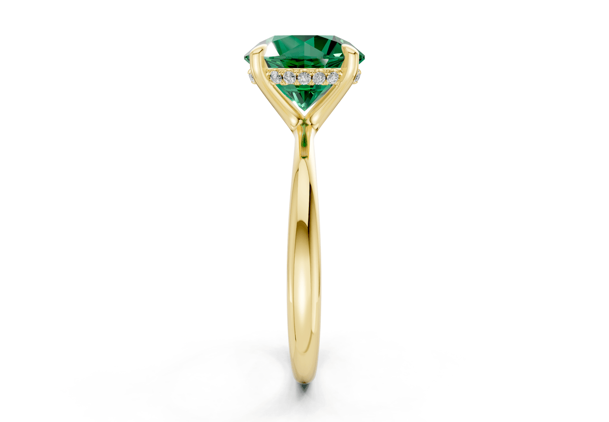 Marlowe Emerald Gemstone Solitaire Round Cut 1.6mm Engagement Ring