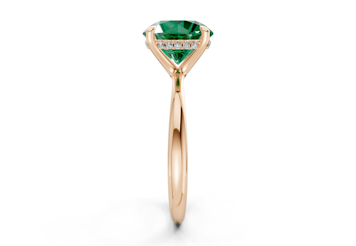 Marlowe Emerald Gemstone Solitaire Round Cut 1.6mm Engagement Ring