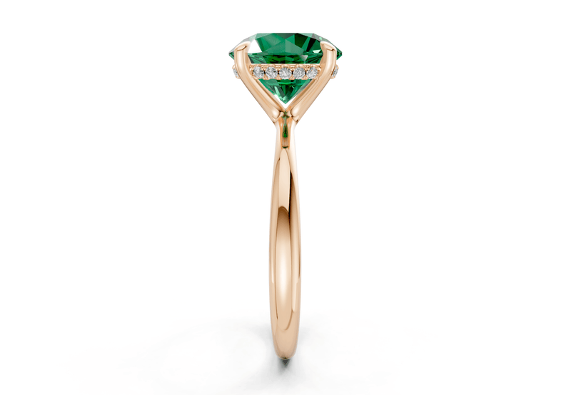 Marlowe Emerald Gemstone Solitaire Round Cut 1.6mm Engagement Ring - Ring Premier