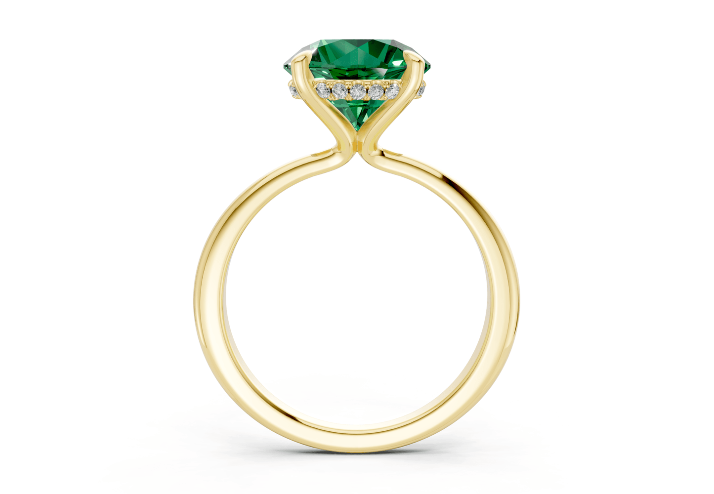 Marlowe Emerald Gemstone Solitaire Round Cut 1.6mm Engagement Ring - Ring Premier
